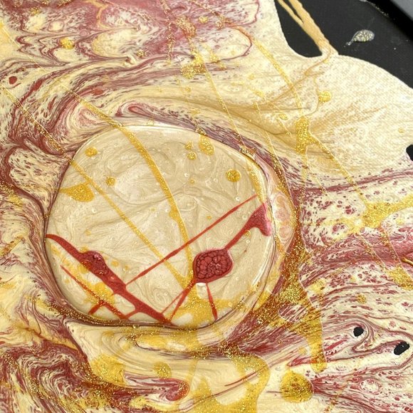 Royal Pearl - Original Art Mixed Media and Resin Painting Framing 13"x16" - Picture 3 of 10